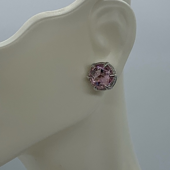 Judith Ripka Pink Silver Stud Earrings - Picture 2 of 6